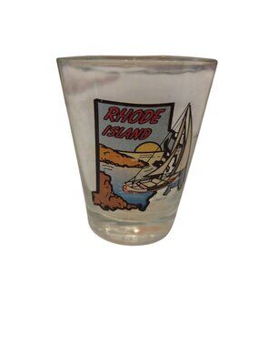 Vintage Rhode Island Sailboat Shot Glass MAFCO Coastal Nautical Souvenir Barware